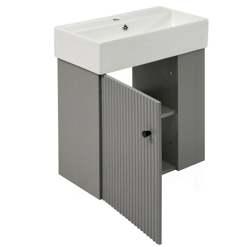 Meuble-lavabo flottant moderne 21,6 po avec lavabo en céramique