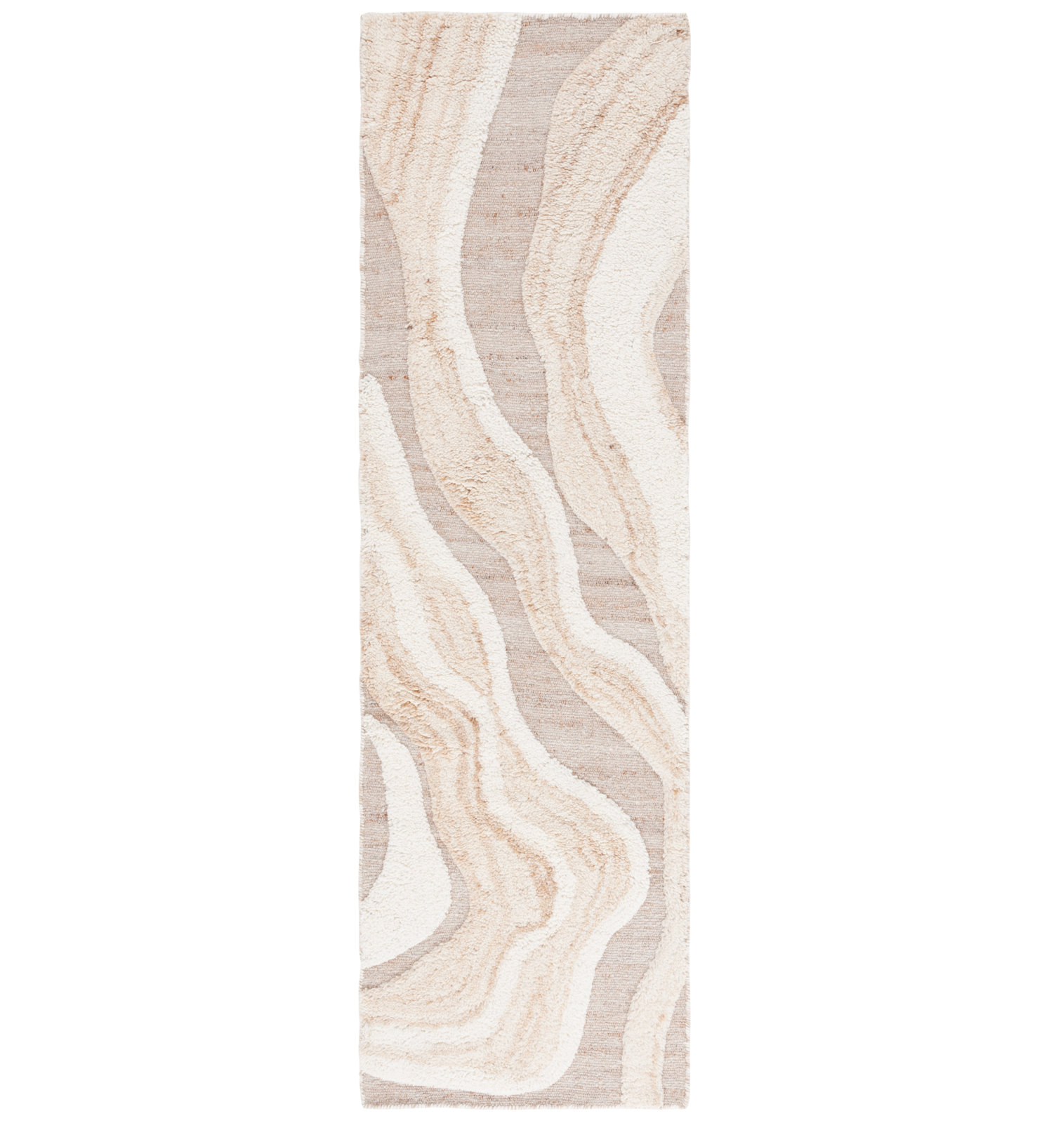 Lyonel Ivory Brown Abstract Rug, Runner 2'3" x 8'