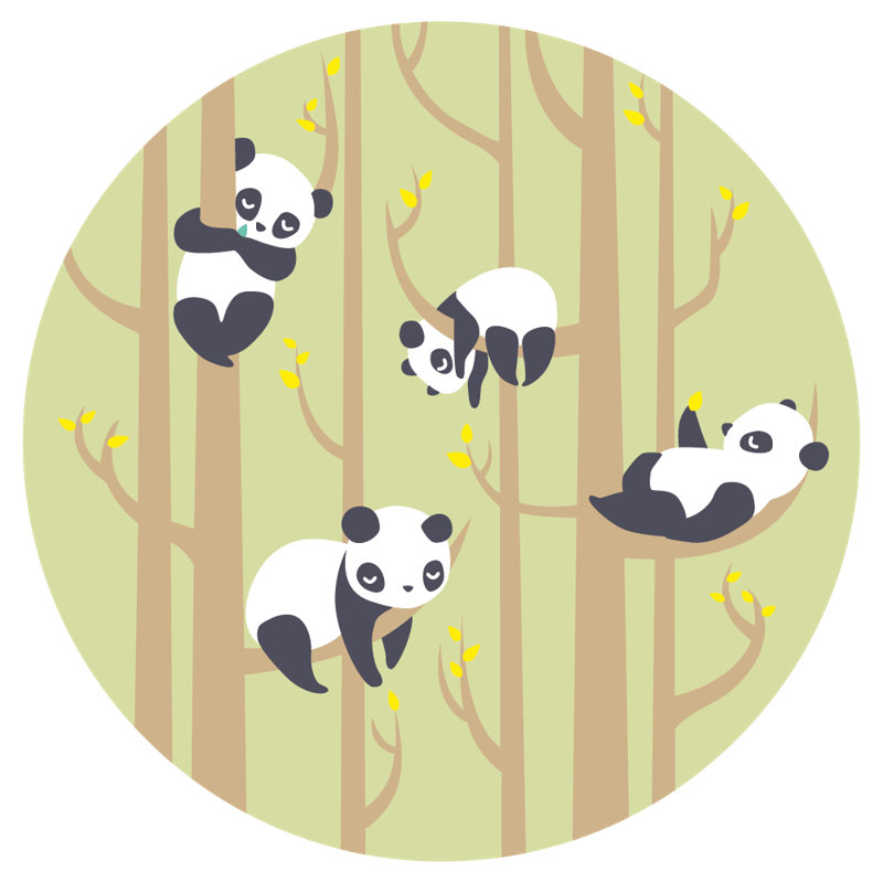 Adhésif décoratif fond panda, H 28 po x l 28 po