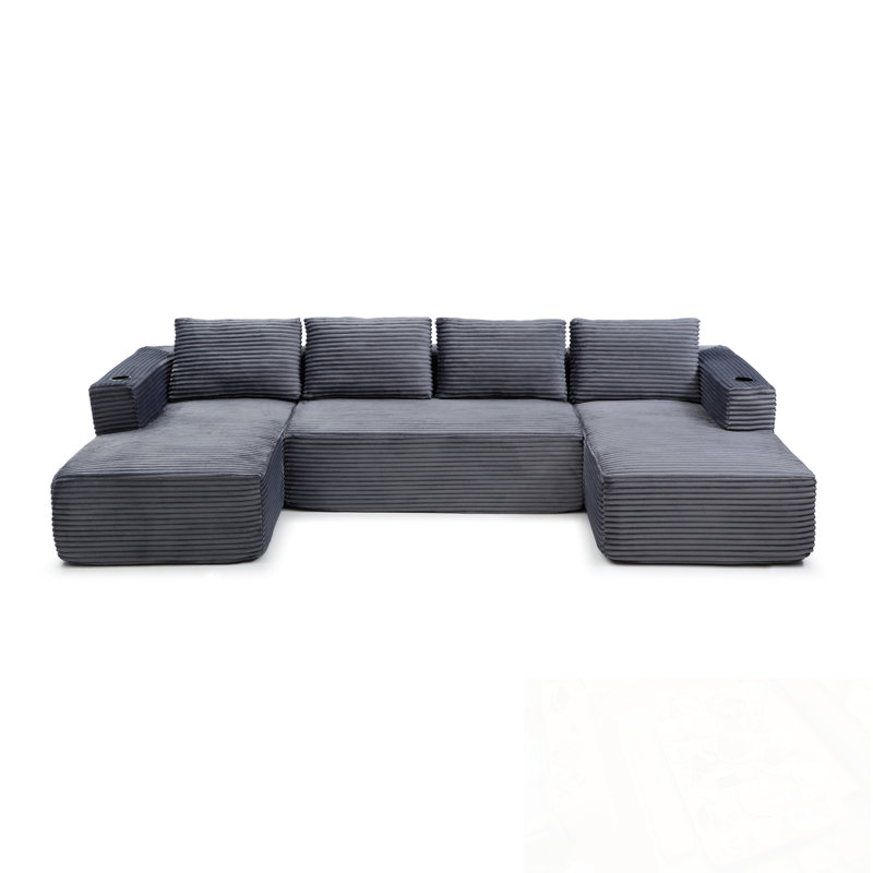 Canapé modulaire en Corduroy, Gris
