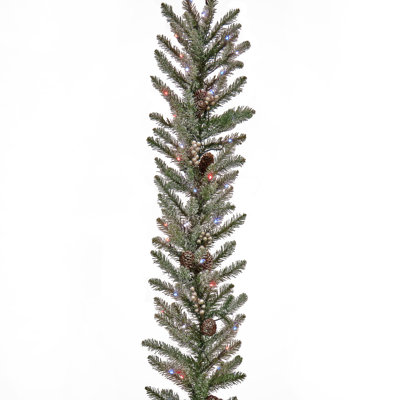 108" Frosted Pre-Lit Twinkly Spruce Garland