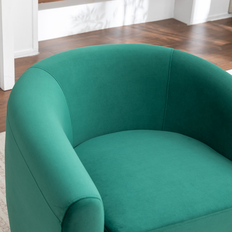 Fauteuil demi-tonneau pivotant de 33,5 po Odey, Velours vert foncé