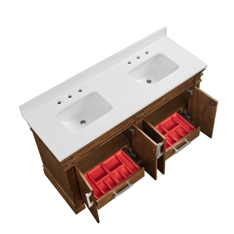 FLW Harmony 36 Wood Sink Vanity, Walnut, 60