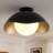 15.5" 1-Light Modern Globe ETL Flush Mount Ceiling Light With Opal Glass, Matte Black & Gold Interior Shell-Style Dimmable  Shade For Hallway-785951567
