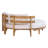 TOPMAX Outdoor Acacia Wood Round Daybed, Patio Lounger with Curved Slatted Backrest, Cushion and 4 Pillows for Backyard, Poolside, Beige