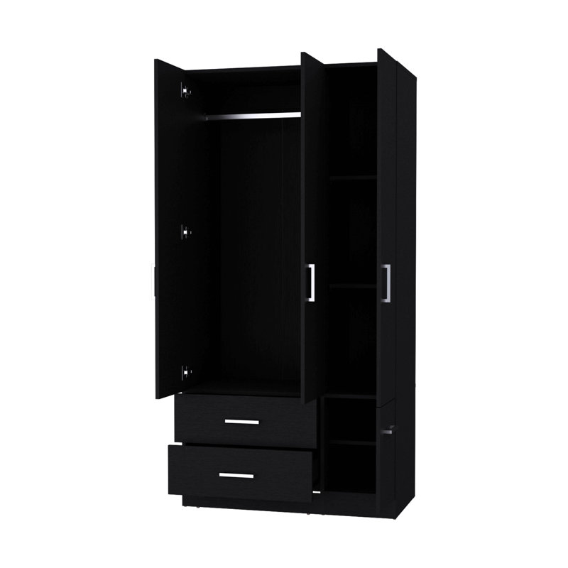 Armoire 4 portes 2 tiroirs, Noir