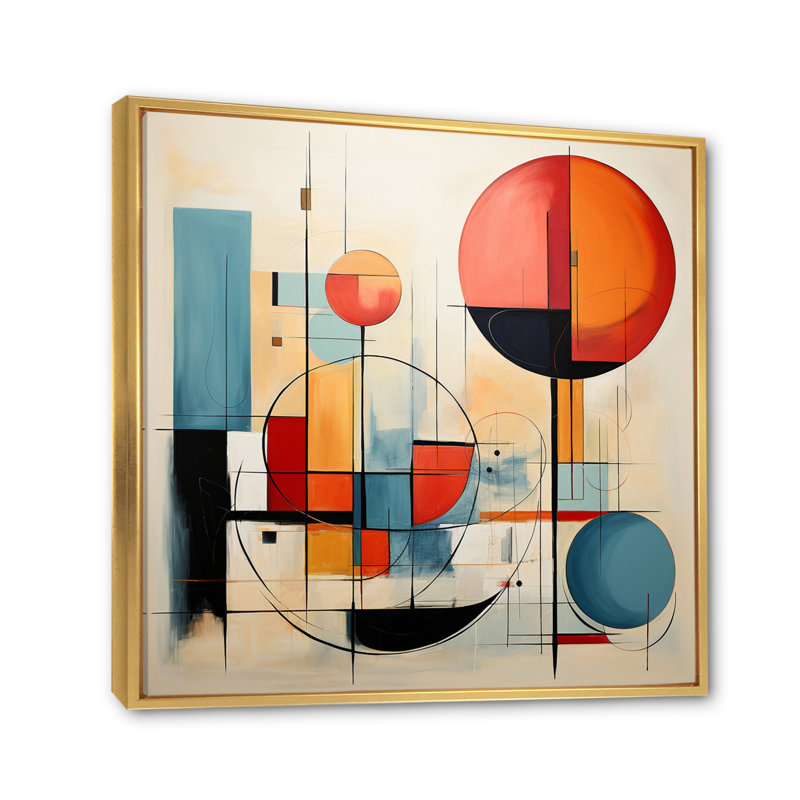 Coloré Mid Century Dynamic Duality II - impression, H 24 po x l 24 po x P 1 po, Cadre flottant doré