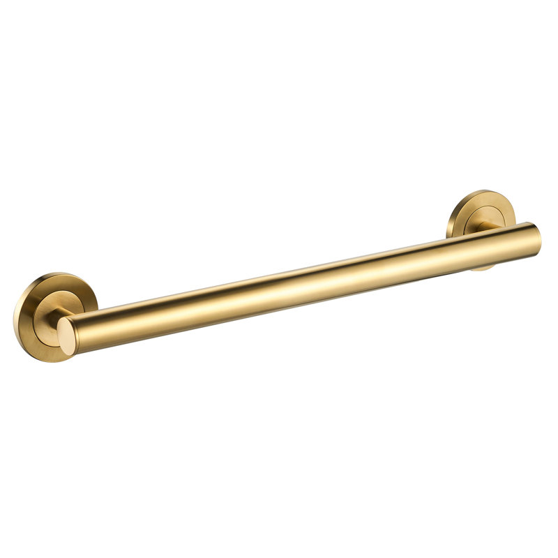 24" Wall-Mounted Lava Grab Bar - Brushed Gold, Premium Brass Construction, Installation Hardware Included, Brushed Gold