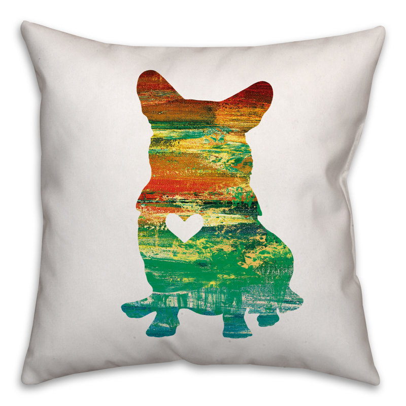  Housse et insert de coussin Silhouette Silhouette, 18 po x 18 po, Vert / orange / jaune