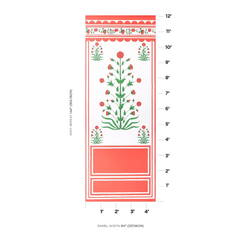 Schumacher x Marie-Anne Oudejans Royal Poppy Panel A, Red