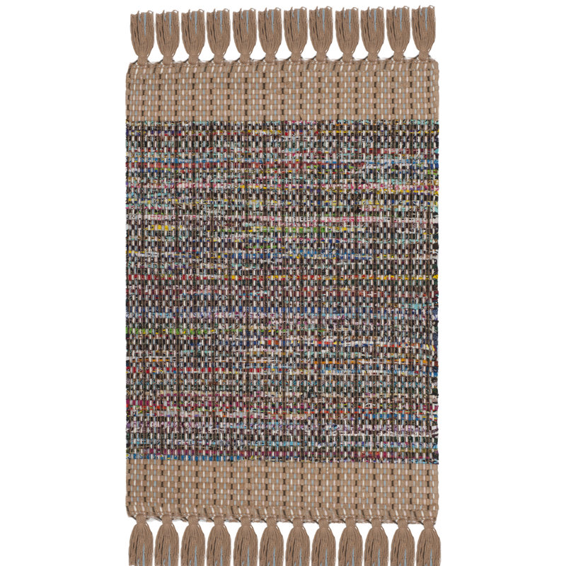 Ekaterina Hand Woven Cotton Striped Rug, Rectangle 2' x 3'