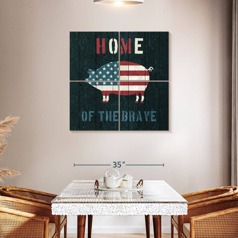 Kema American Farm Pig Wall Sign, 38" H x 38" W