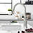 Brushed Nickel Pull Down Faucet For Kitchen Sink, 3 Hole 2 Handle, Build Quality Sink Holes Handles, , Nickel, Efficient Flow