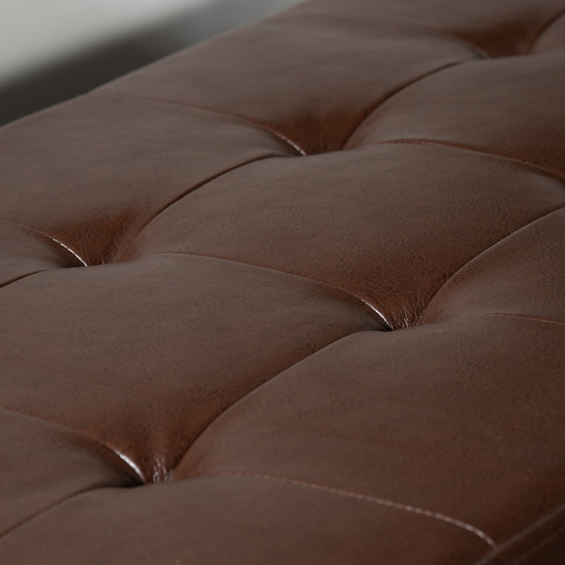 Repose-pieds en cuir avec rangement Marliese, Brun