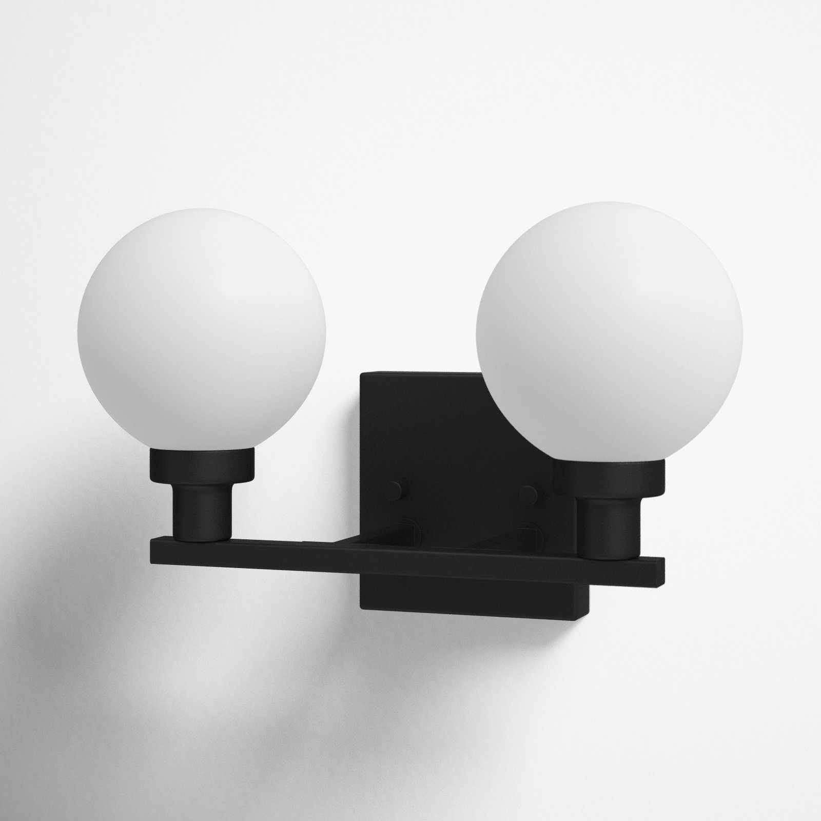 2 Light Frosted Dimmable Vanity Light, Midnight Black