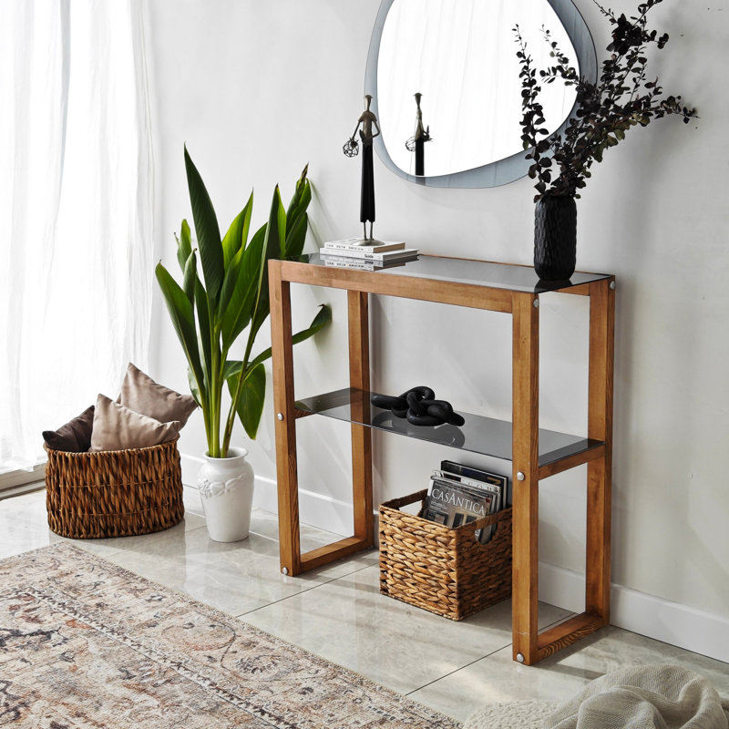 Commode Bellest, finition noyer, 33,5 po x 33,5 po x 12,2 po | Fabrication 100% pin massif | Solution de rangement élégante pour la chambre à coucher ou le salon | Conception durable et élégante, parfaite pour les espaces contemporains