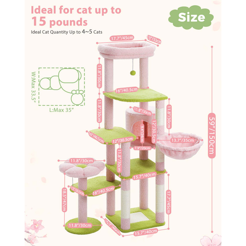 Epifanio 59'' H Cat Tree, Pink