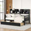Lit de jour simple espresso moderne avec tiroirs et tablettes de rangement - Canapé-lit pour chambre à coucher ou salon-733960416-733960429