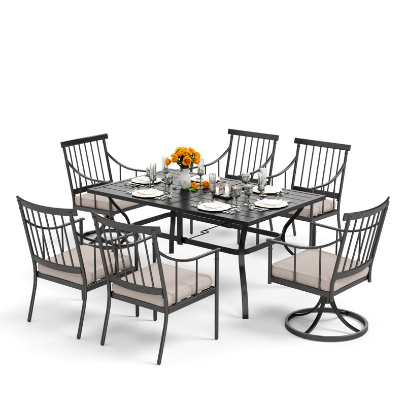 Argyri 6 - Person Patio Dining Set with Rectangular Table , Cushions Included