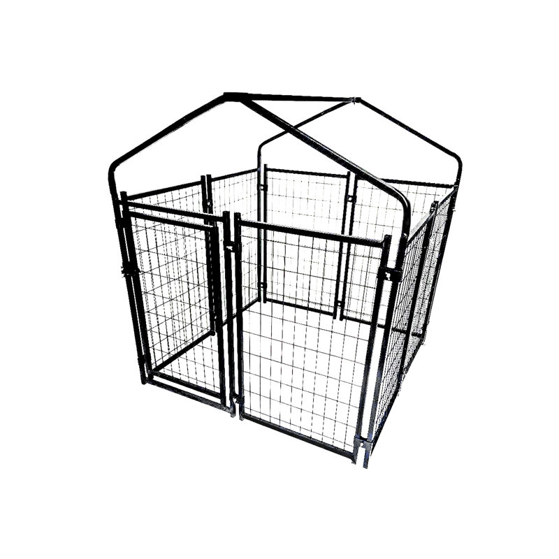 ALEKO Black Steel Expandable Kennel with Roof and Cover