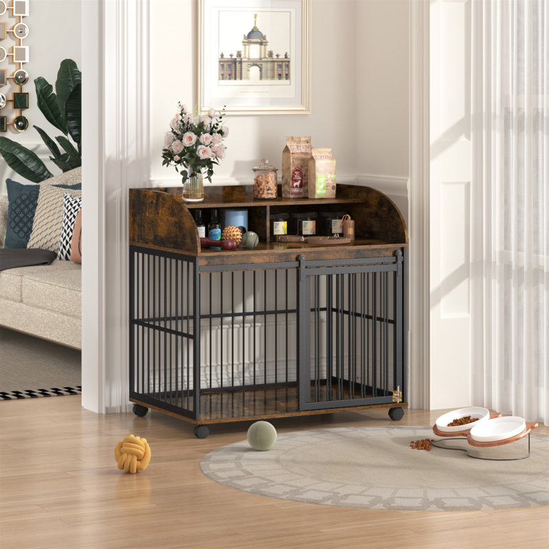 Caisse pour chien polyvalente et robuste avec roues verrouillables et rangement double couche
