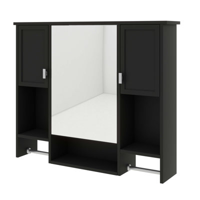 35'' X 28''  Bathroom Medicine Cabinet, Wall Mounted Bathroom Storage Cabinet With Mirror, Open Shelf, Side Cabinet And Towel Bar
