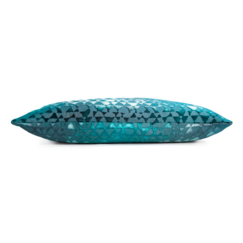 Triangles Square Velvet Pillow Cover & Insert, Pacific, 20" x 20"