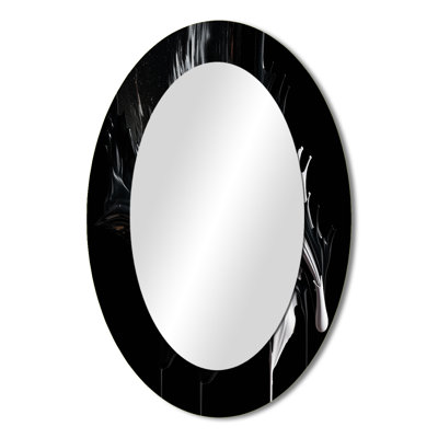 Exploring The Depths Of Black Marble VI - Black Oval Wall Mirror Decor