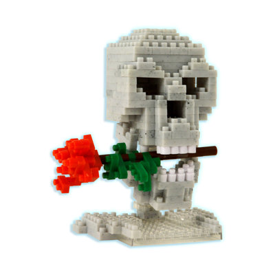 Crâne et rose 3D