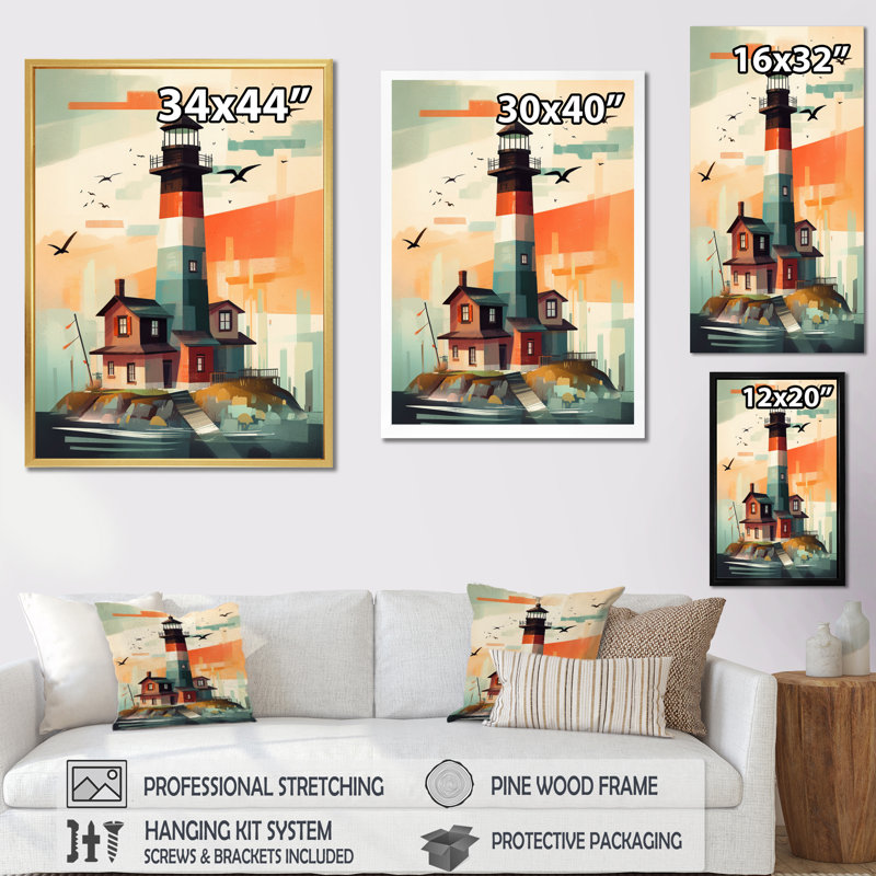 Seaside Lighthouse II, reproduction d'art sur toile, H 32 po x l 24 po x P 1 po, Toile tendue