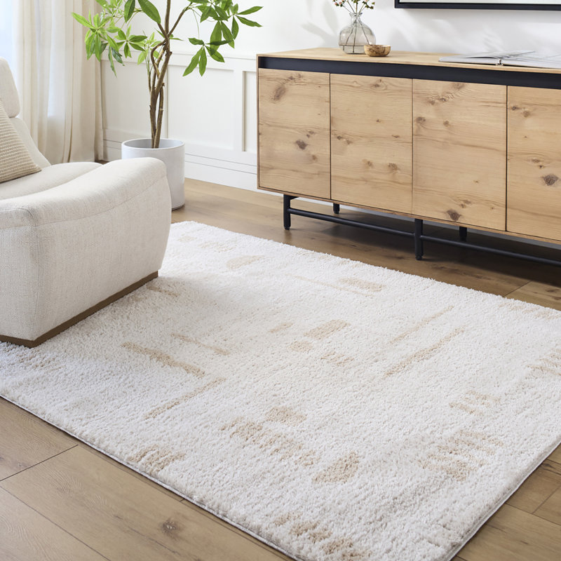 Machine Washable Shaggy Boho Beige Area Rug, Rectangle 160 x 213cm
