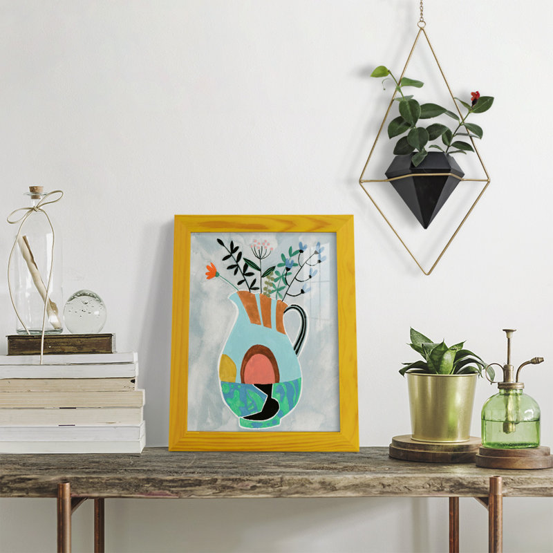 «Ganpot Collage Vase III», reproduction d'art encadrée, H 11 po x l 9 po x P 1 po, Jaune