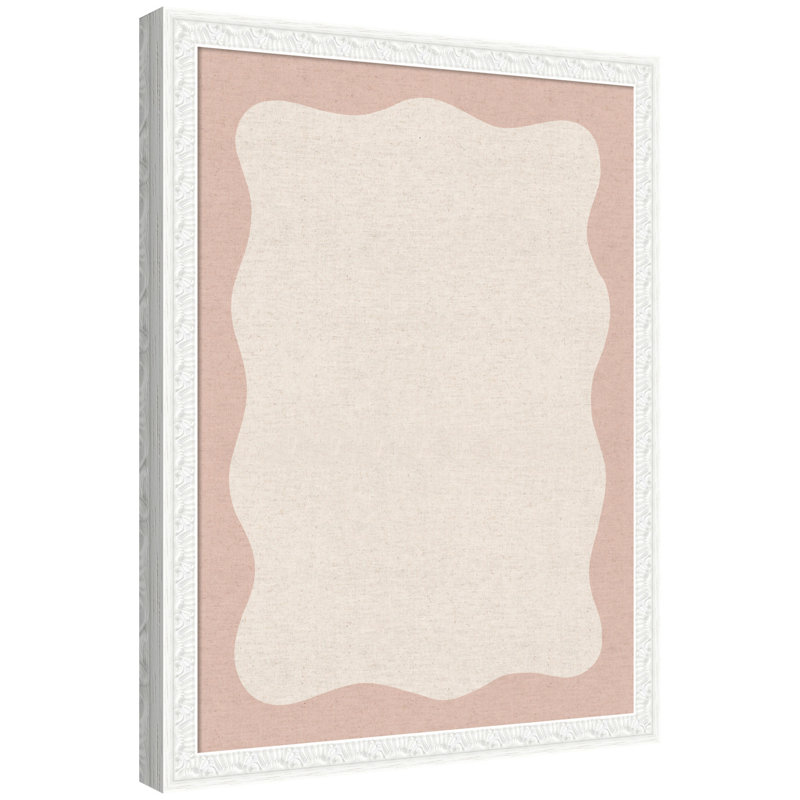 Tableau d'affichage en lin encadré en tissu, Rose / beige, H 26 po x l 20 po x P 1 po, Blanc Bethany