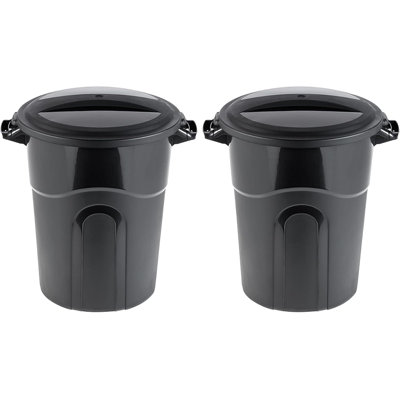 Poubelle extérieure United Solutions, 32 gallons, paquet de 2, noir, fabrication robuste