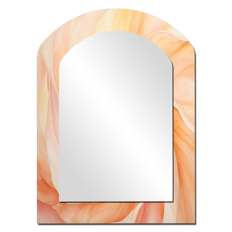 Miroir décoratif sur arche abstraite Peach Sunkissed Swirl, 34 po x 25 po