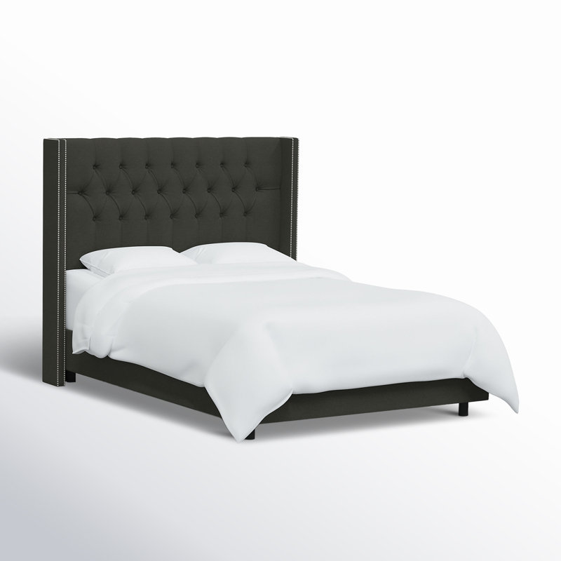 Lit tapissier standard Breckin, Lin ardoise classique, Simple