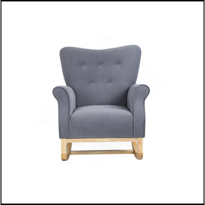 Chaise berçante moderne, fauteuil d'appoint rembourré pour chambre de bébé, salle de jeux, chambre à coucher et salon, petite chaise berçante contemporaine, fauteuil avec accoudoirs rembourrés pour enfants, gris