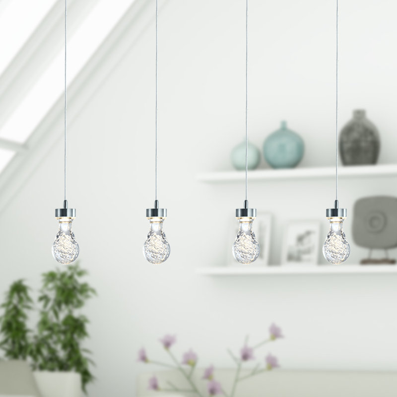 Luminaire suspendu 4 lumières à DEL Atoka, Nickel