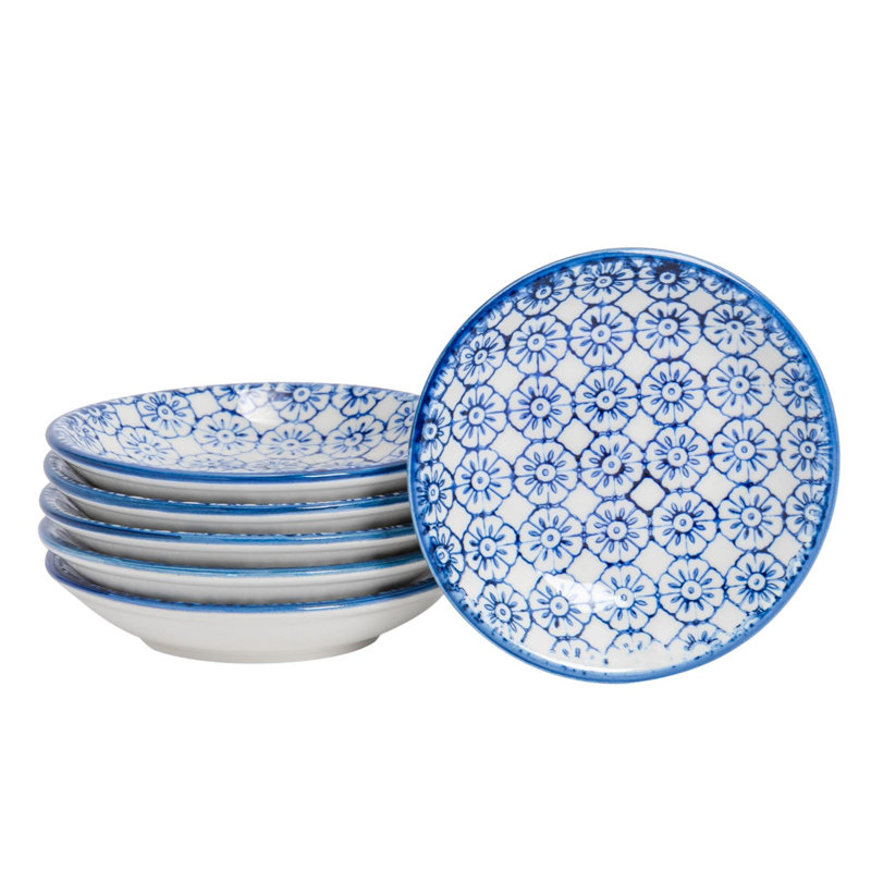 Nicola Spring Hand-Printed Sauce Dishes - 10cm - Navy - Pack of 6