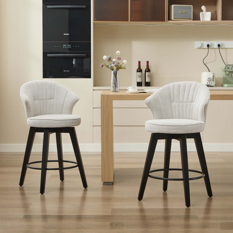 Ensemble de 2 tabourets de bar pivotants à hauteur de comptoir, Blanc