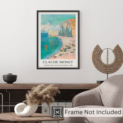 Paysage et nature, Claude Monet, la plage et la Falaise D'Amont, reproduction d'art classique sans cadre