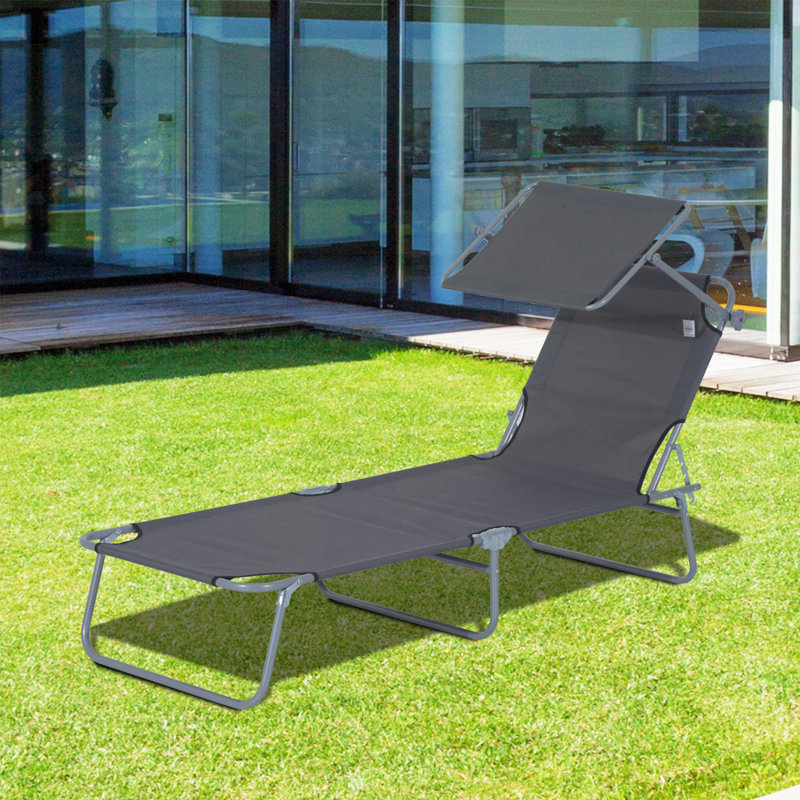 Chaise longue réglable pliante avec abat-jour amovible