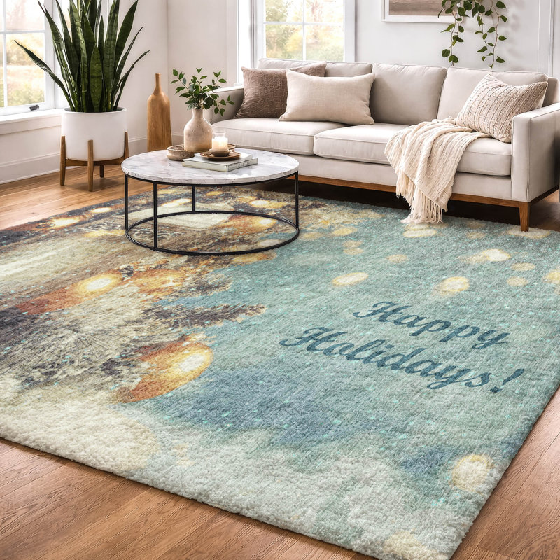 Tapis lanterne de Noël de qualité supérieure lavable à la machine Dream Shag ADS214, 3 pi x 5 pi
