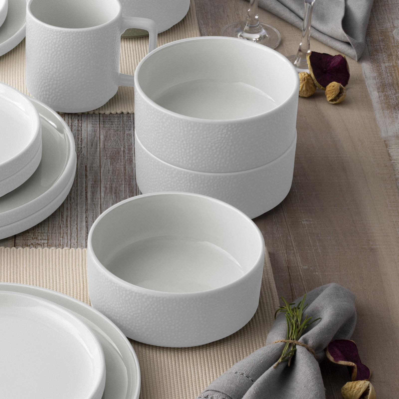 Colortex Stone Porcelain Cereal Bowl, White