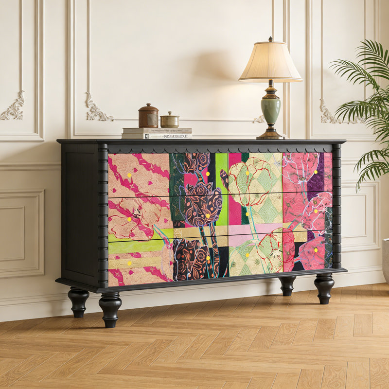 Commode d'entrée Mid-Century en bois massif