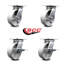 6 Inch Semi Steel Swivel Caster Set with Roller Bearings 2 Brakes Service Caster