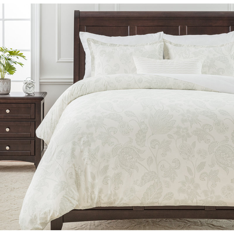 Paisley Sage Microfiber Queen Duvet Cover Set