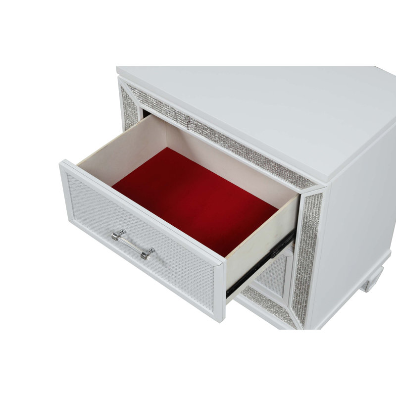 Table de chevet 2 tiroirs en cristal de style moderne