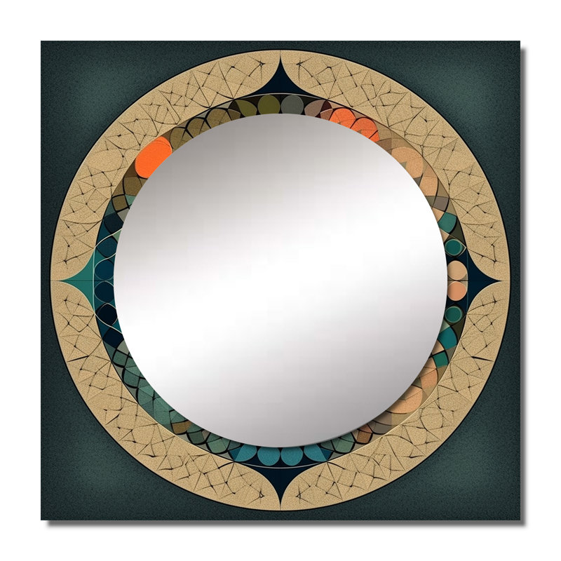 Rahiim - Art mural carré géométrique en miroir, 36 po x 36 po