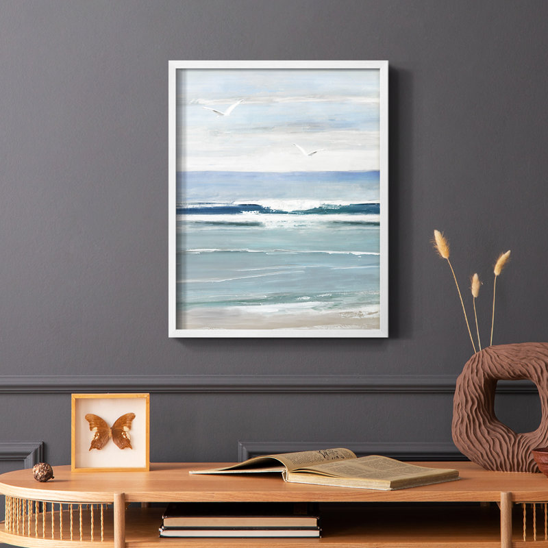 Seagull Bay II, reproduction encadrée - bois massif, H 14 po x l 11 po, Blanc